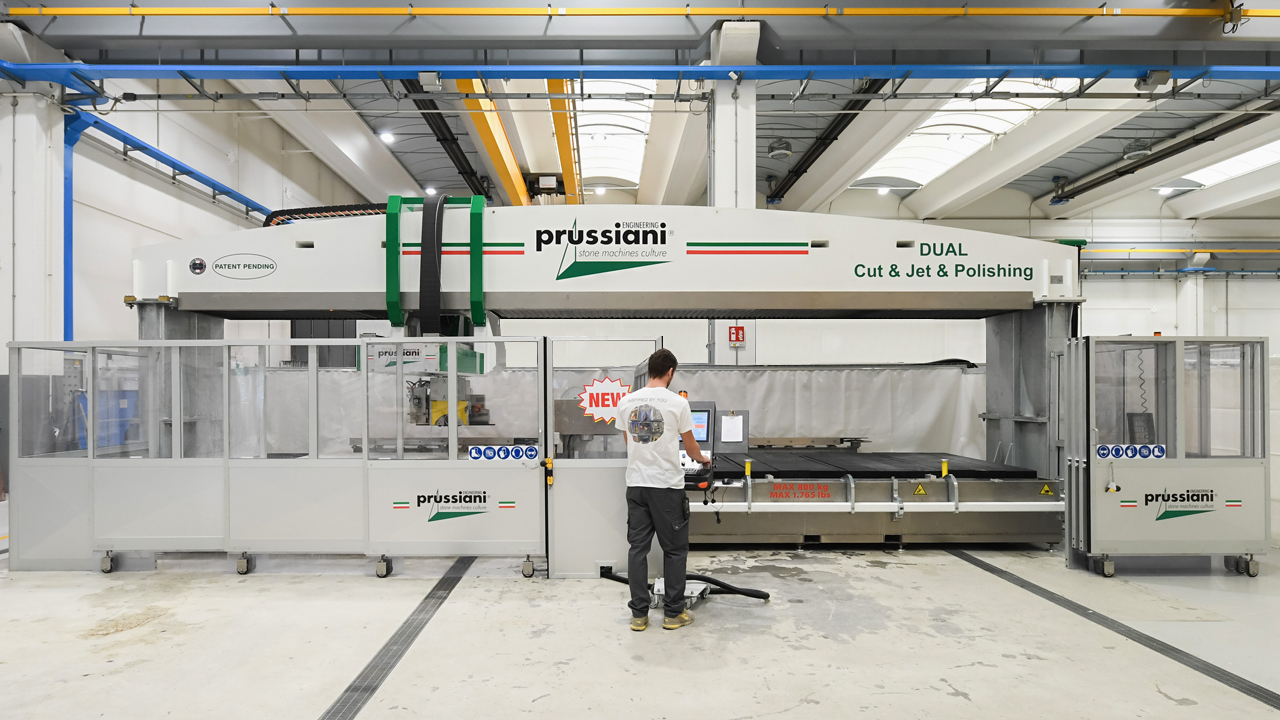 Combined CUT & JET machines of the Prussiani Engineering, ideal for cutting marble and polishing