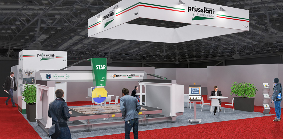 Render of the stand Prussiani for Construmat Barcelona fair